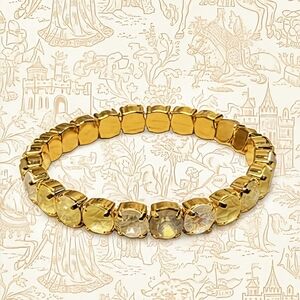 Sweet Yellow Meringue Pie  In Premium Crystals On Stretchy Bracelet Gold Plated
